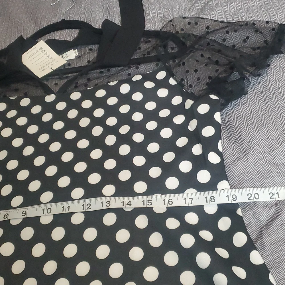 Pinup Fashion Polka Dot Dress 14W Sheer Top Swiss Dot - Picture 8 of 9